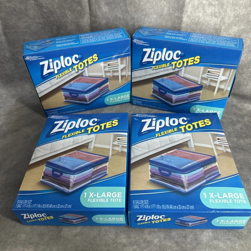 4x Ziploc XL Flexible STORAGE TOTE 10 Gallon EXTRA LARGE Heavy Duty zipper.